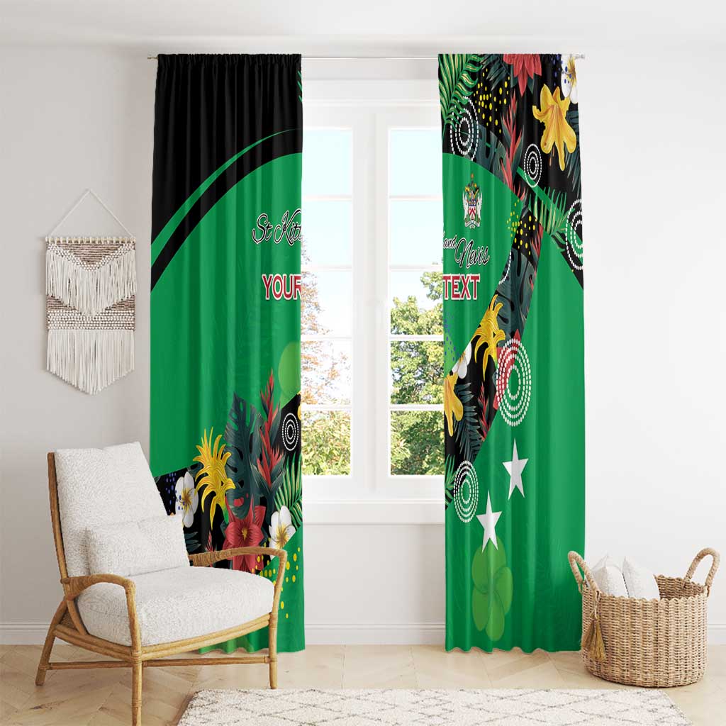 Custom St Kitts and Nevis Cricket Window Curtain Tropical Flowers Jersey