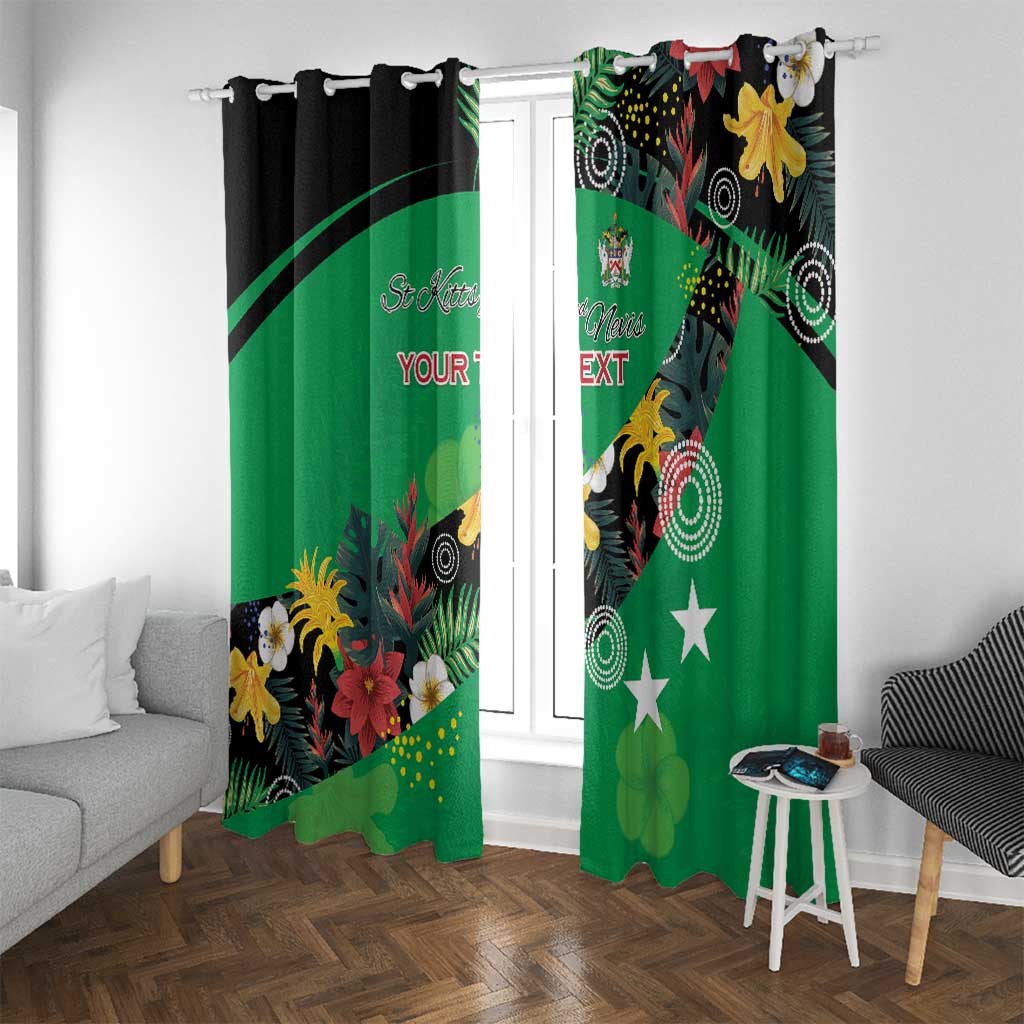 Custom St Kitts and Nevis Cricket Window Curtain Tropical Flowers Jersey