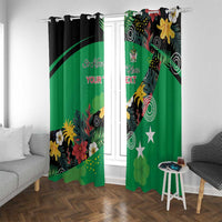 Custom St Kitts and Nevis Cricket Window Curtain Tropical Flowers Jersey