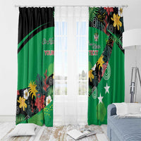 Custom St Kitts and Nevis Cricket Window Curtain Tropical Flowers Jersey