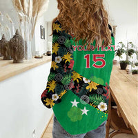 Custom St Kitts and Nevis Cricket Women Casual Shirt Tropical Flowers Jersey