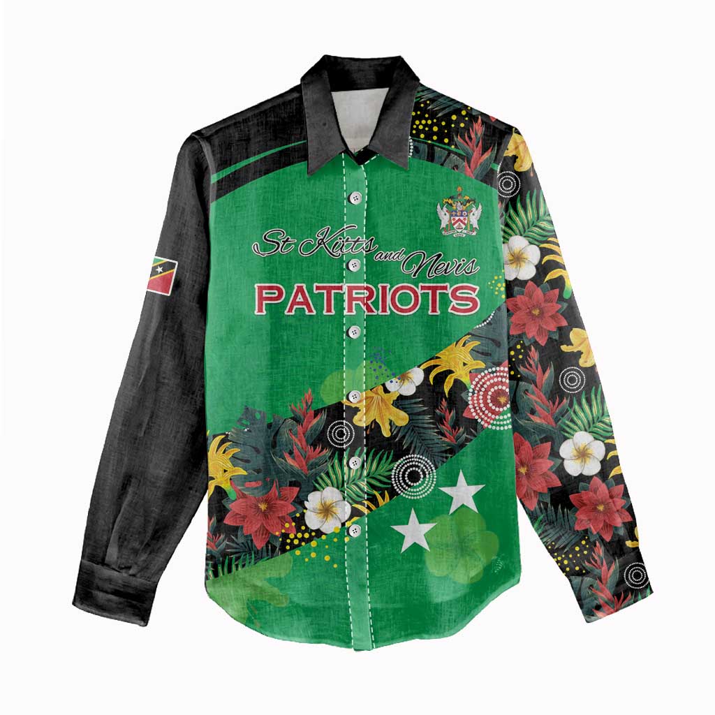Custom St Kitts and Nevis Cricket Women Casual Shirt Tropical Flowers Jersey