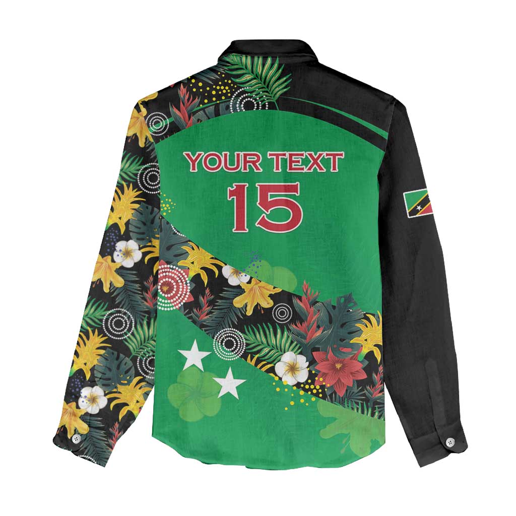 Custom St Kitts and Nevis Cricket Women Casual Shirt Tropical Flowers Jersey