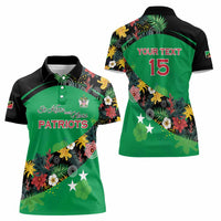 Custom St Kitts and Nevis Cricket Women Polo Shirt Tropical Flowers Jersey