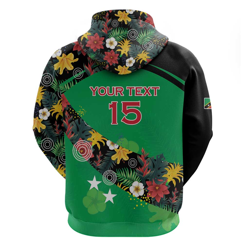Custom St Kitts and Nevis Cricket Zip Hoodie Tropical Flowers Jersey