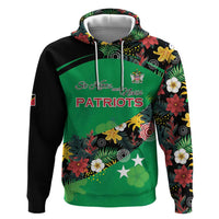 Custom St Kitts and Nevis Cricket Zip Hoodie Tropical Flowers Jersey