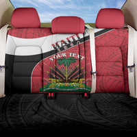 Personalized Haiti Back Car Seat Cover Flag 1964 Coat Of Arms - Polynesian Style - Wonder Print Shop