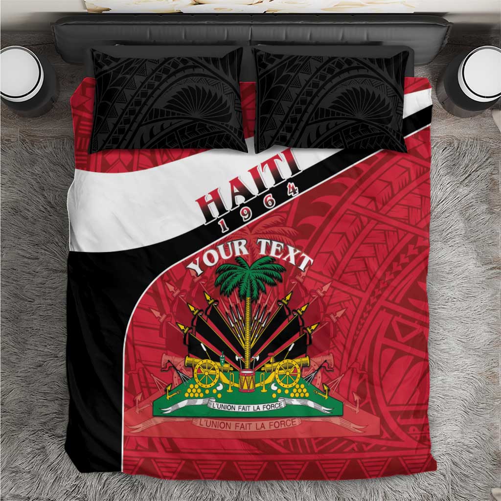 Personalized Haiti Bedding Set Flag 1964 Coat Of Arms - Polynesian Style - Wonder Print Shop