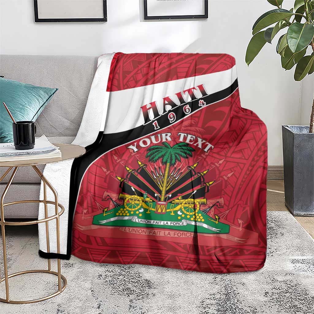 Personalized Haiti Blanket Flag 1964 Coat Of Arms - Polynesian Style