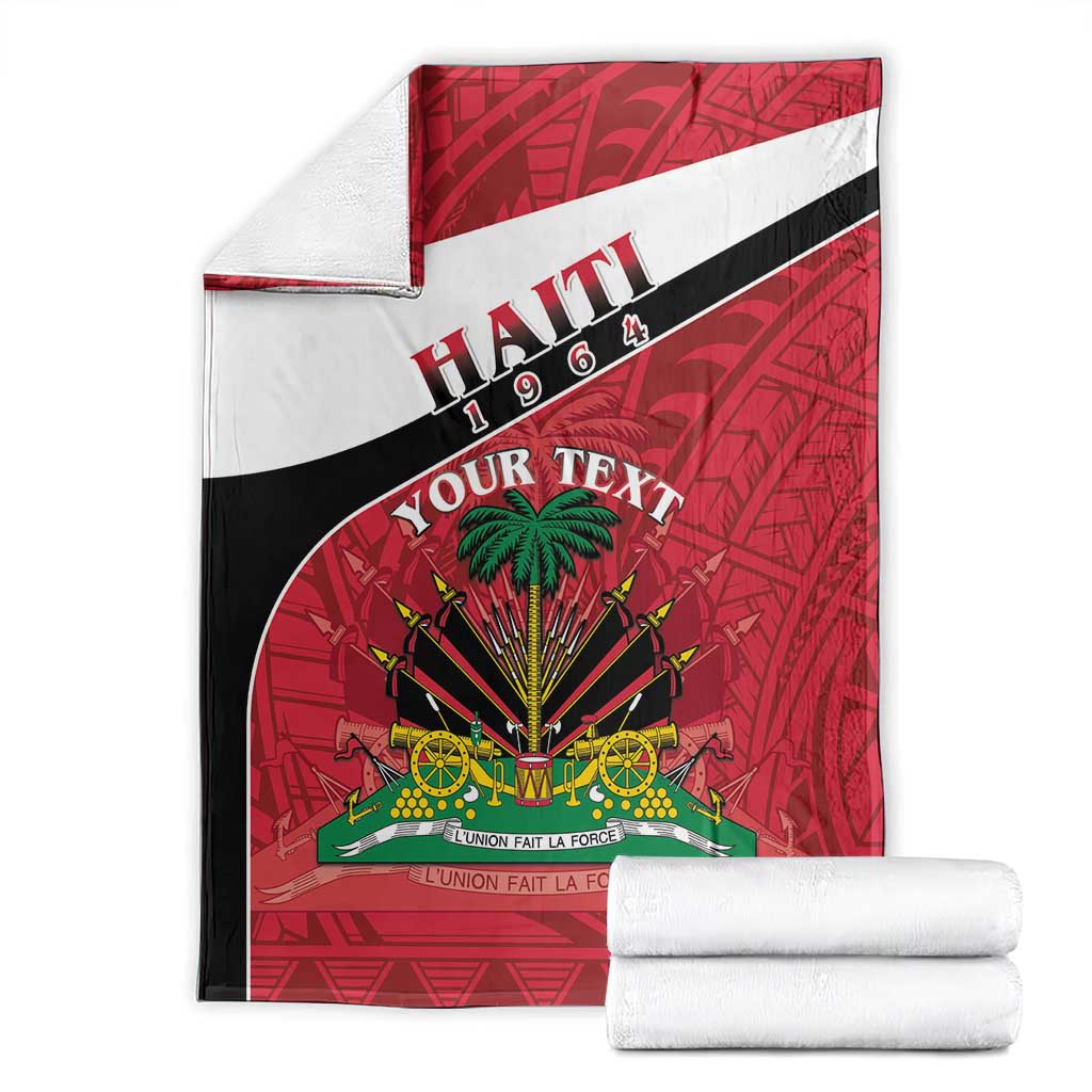 Personalized Haiti Blanket Flag 1964 Coat Of Arms - Polynesian Style