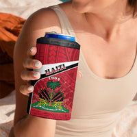 Personalized Haiti 4 in 1 Can Cooler Tumbler Flag 1964 Coat Of Arms - Polynesian Style - Wonder Print Shop