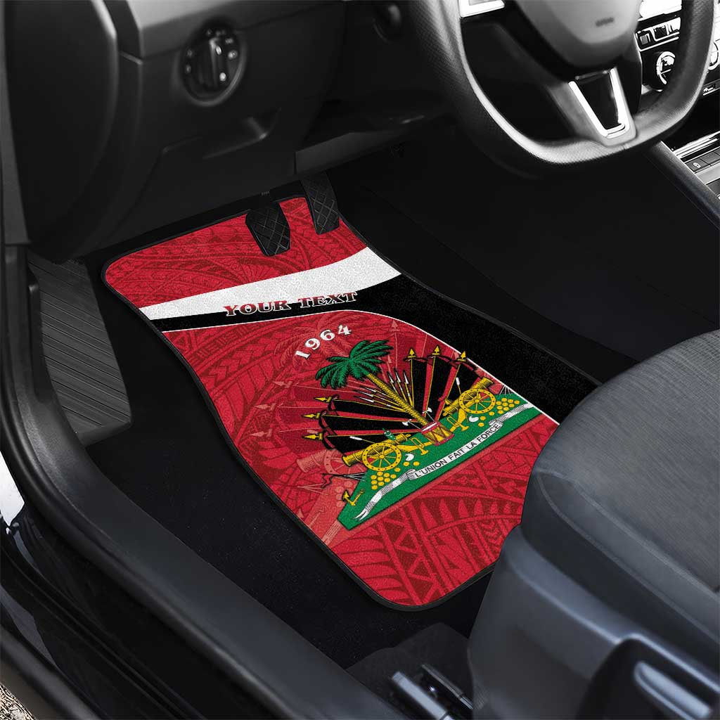 Personalized Haiti Car Mats Flag 1964 Coat Of Arms - Polynesian Style - Wonder Print Shop