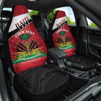 Personalized Haiti Car Seat Cover Flag 1964 Coat Of Arms - Polynesian Style - Wonder Print Shop