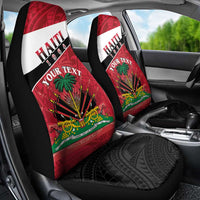 Personalized Haiti Car Seat Cover Flag 1964 Coat Of Arms - Polynesian Style - Wonder Print Shop