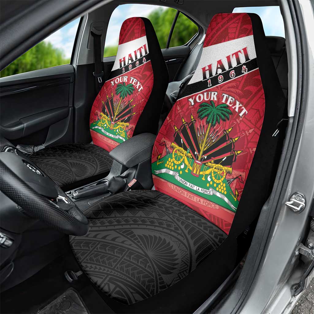 Personalized Haiti Car Seat Cover Flag 1964 Coat Of Arms - Polynesian Style - Wonder Print Shop