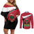 Personalized Haiti Couples Matching Off Shoulder Short Dress and Long Sleeve Button Shirt Flag 1964 Coat Of Arms - Polynesian Style - Wonder Print Shop