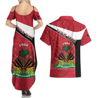 Personalized Haiti Couples Matching Summer Maxi Dress and Hawaiian Shirt Flag 1964 Coat Of Arms - Polynesian Style - Wonder Print Shop