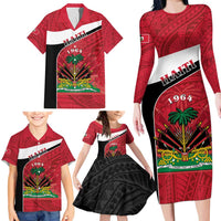 Personalized Haiti Family Matching Long Sleeve Bodycon Dress and Hawaiian Shirt Flag 1964 Coat Of Arms - Polynesian Style - Wonder Print Shop
