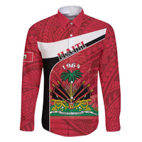 Personalized Haiti Family Matching Long Sleeve Bodycon Dress and Hawaiian Shirt Flag 1964 Coat Of Arms - Polynesian Style - Wonder Print Shop