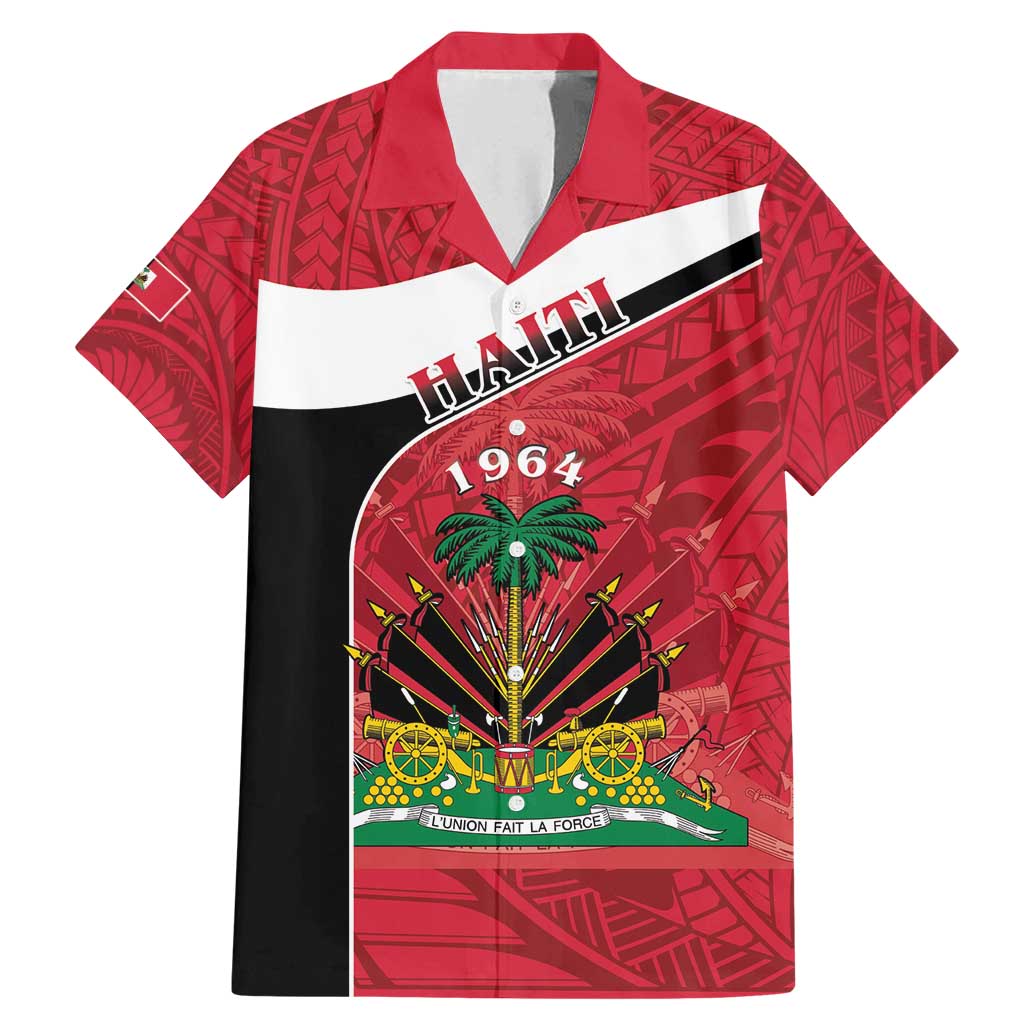 Personalized Haiti Family Matching Mermaid Dress and Hawaiian Shirt Flag 1964 Coat Of Arms - Polynesian Style - Wonder Print Shop