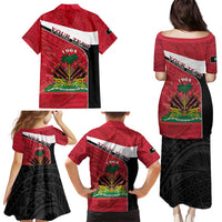 Personalized Haiti Family Matching Puletasi and Hawaiian Shirt Flag 1964 Coat Of Arms - Polynesian Style - Wonder Print Shop
