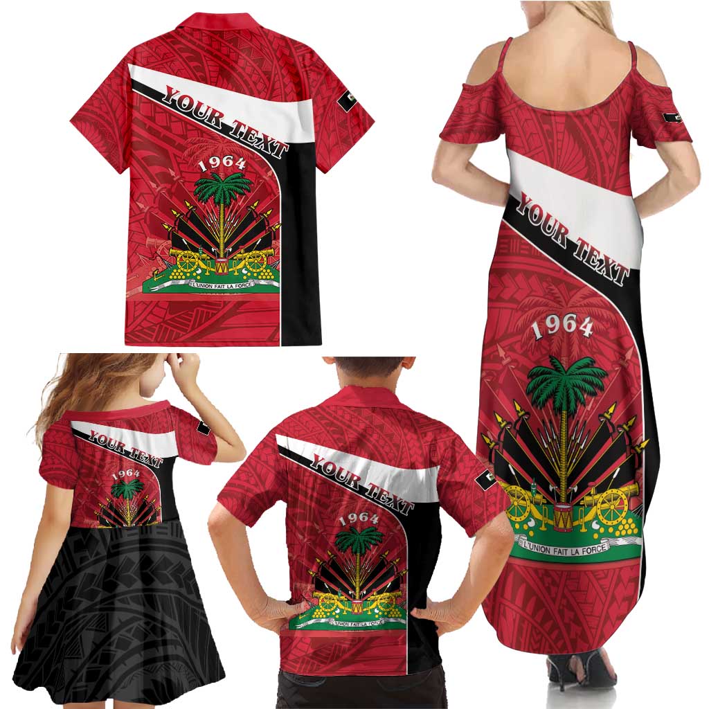 Personalized Haiti Family Matching Summer Maxi Dress and Hawaiian Shirt Flag 1964 Coat Of Arms - Polynesian Style - Wonder Print Shop