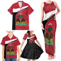 Personalized Haiti Family Matching Tank Maxi Dress and Hawaiian Shirt Flag 1964 Coat Of Arms - Polynesian Style - Wonder Print Shop