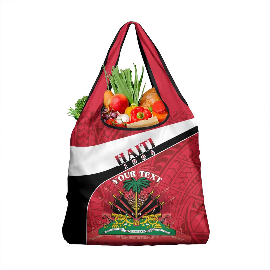 Personalized Haiti Grocery Bag Flag 1964 Coat Of Arms - Polynesian Style