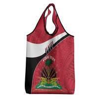 Personalized Haiti Grocery Bag Flag 1964 Coat Of Arms - Polynesian Style