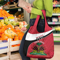 Personalized Haiti Grocery Bag Flag 1964 Coat Of Arms - Polynesian Style