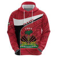 Personalized Haiti Hoodie Flag 1964 Coat Of Arms - Polynesian Style - Wonder Print Shop