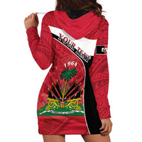 Personalized Haiti Hoodie Dress Flag 1964 Coat Of Arms - Polynesian Style - Wonder Print Shop
