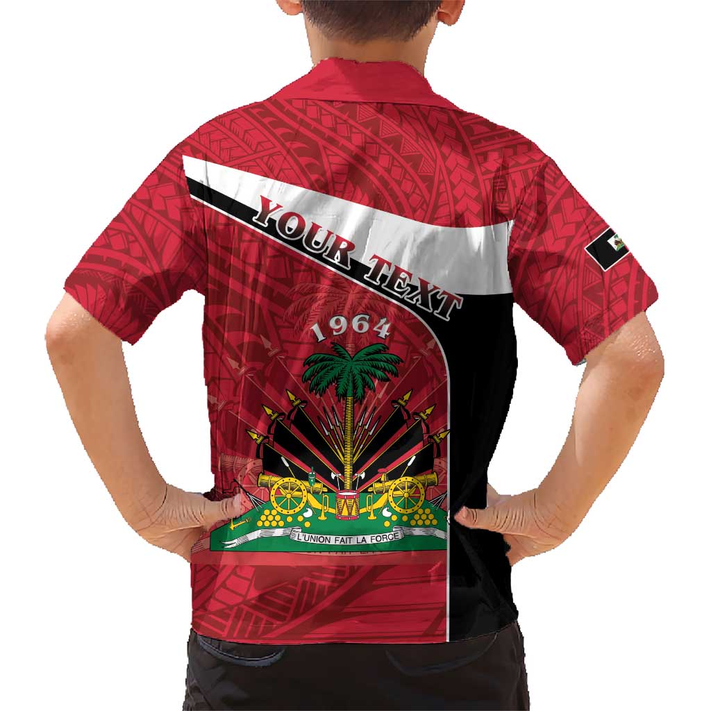 Personalized Haiti Kid Hawaiian Shirt Flag 1964 Coat Of Arms - Polynesian Style - Wonder Print Shop