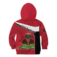 Personalized Haiti Kid Hoodie Flag 1964 Coat Of Arms - Polynesian Style - Wonder Print Shop
