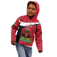 Personalized Haiti Kid Hoodie Flag 1964 Coat Of Arms - Polynesian Style - Wonder Print Shop