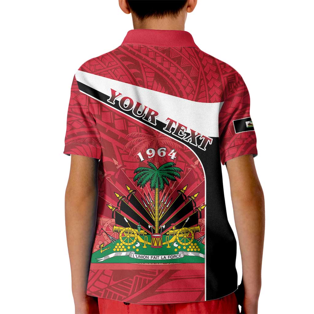 Personalized Haiti Kid Polo Shirt Flag 1964 Coat Of Arms - Polynesian Style - Wonder Print Shop