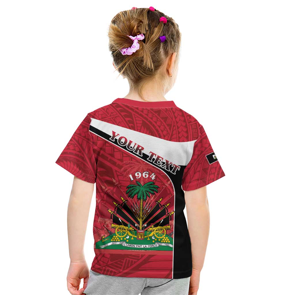 Personalized Haiti Kid T Shirt Flag 1964 Coat Of Arms - Polynesian Style - Wonder Print Shop