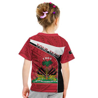 Personalized Haiti Kid T Shirt Flag 1964 Coat Of Arms - Polynesian Style - Wonder Print Shop