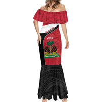 Personalized Haiti Mermaid Dress Flag 1964 Coat Of Arms - Polynesian Style - Wonder Print Shop