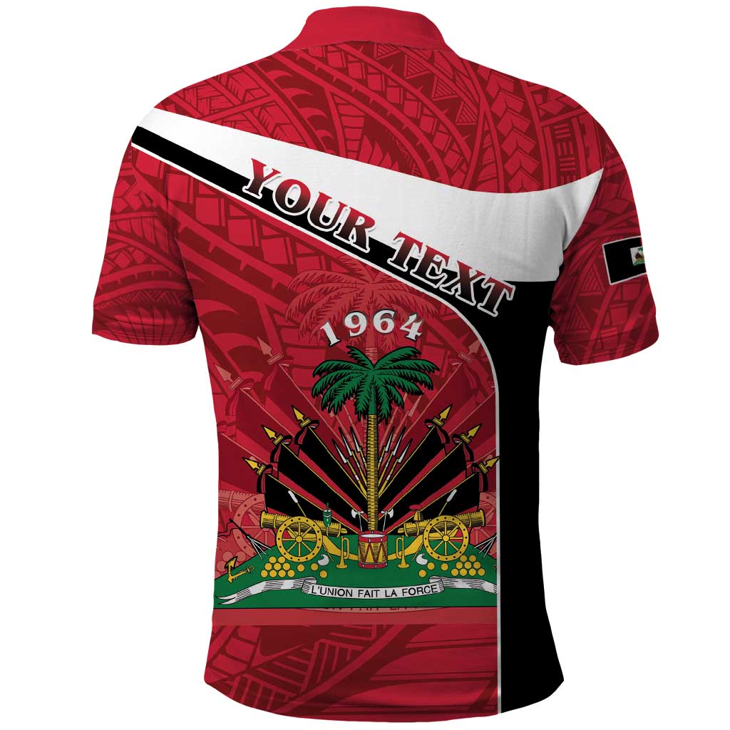 Personalized Haiti Polo Shirt Flag 1964 Coat Of Arms - Polynesian Style - Wonder Print Shop