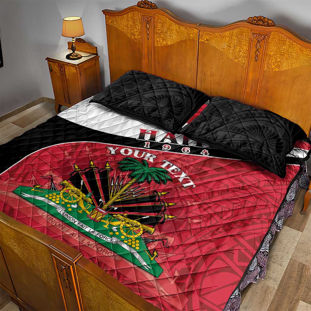 Personalized Haiti Quilt Bed Set Flag 1964 Coat Of Arms - Polynesian Style - Wonder Print Shop