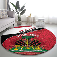 Personalized Haiti Round Carpet Flag 1964 Coat Of Arms - Polynesian Style