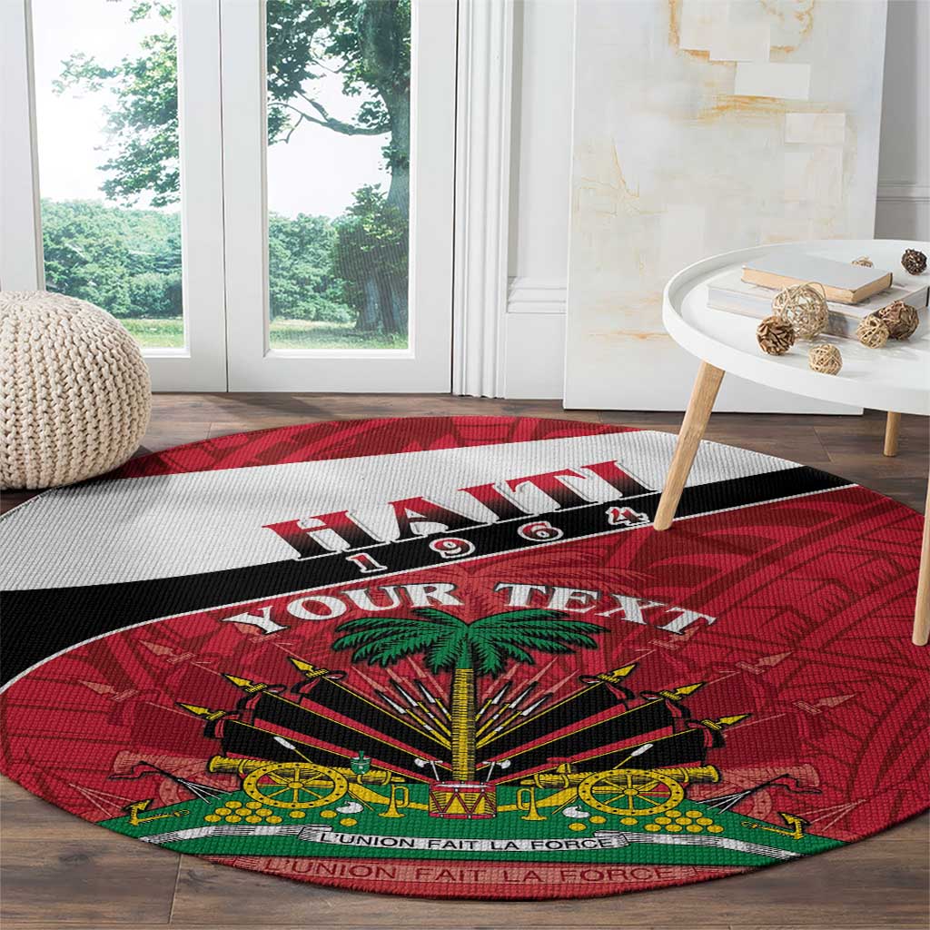 Personalized Haiti Round Carpet Flag 1964 Coat Of Arms - Polynesian Style