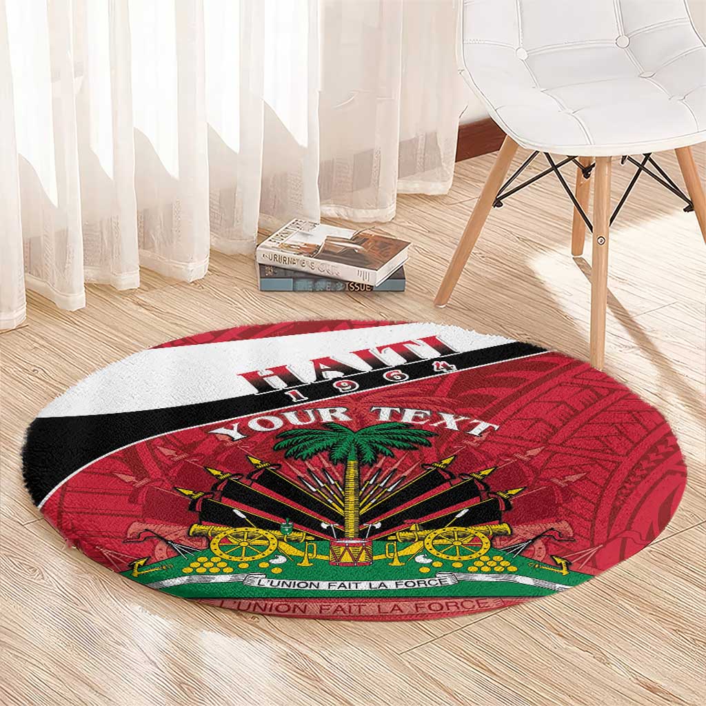 Personalized Haiti Round Carpet Flag 1964 Coat Of Arms - Polynesian Style