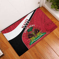 Personalized Haiti Rubber Doormat Flag 1964 Coat Of Arms - Polynesian Style - Wonder Print Shop