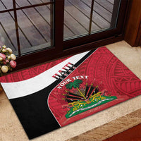 Personalized Haiti Rubber Doormat Flag 1964 Coat Of Arms - Polynesian Style - Wonder Print Shop