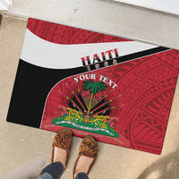 Personalized Haiti Rubber Doormat Flag 1964 Coat Of Arms - Polynesian Style - Wonder Print Shop