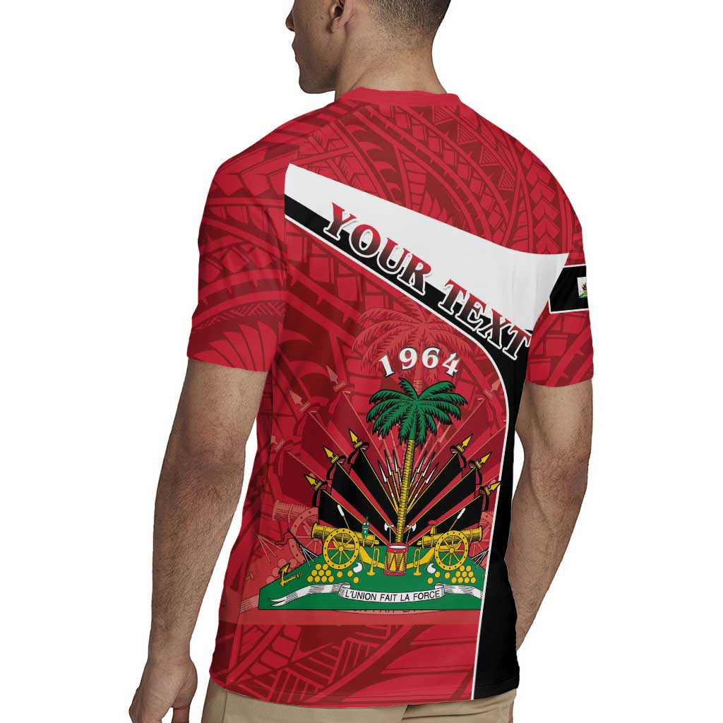 Personalized Haiti Rugby Jersey Flag 1964 Coat Of Arms - Polynesian Style - Wonder Print Shop