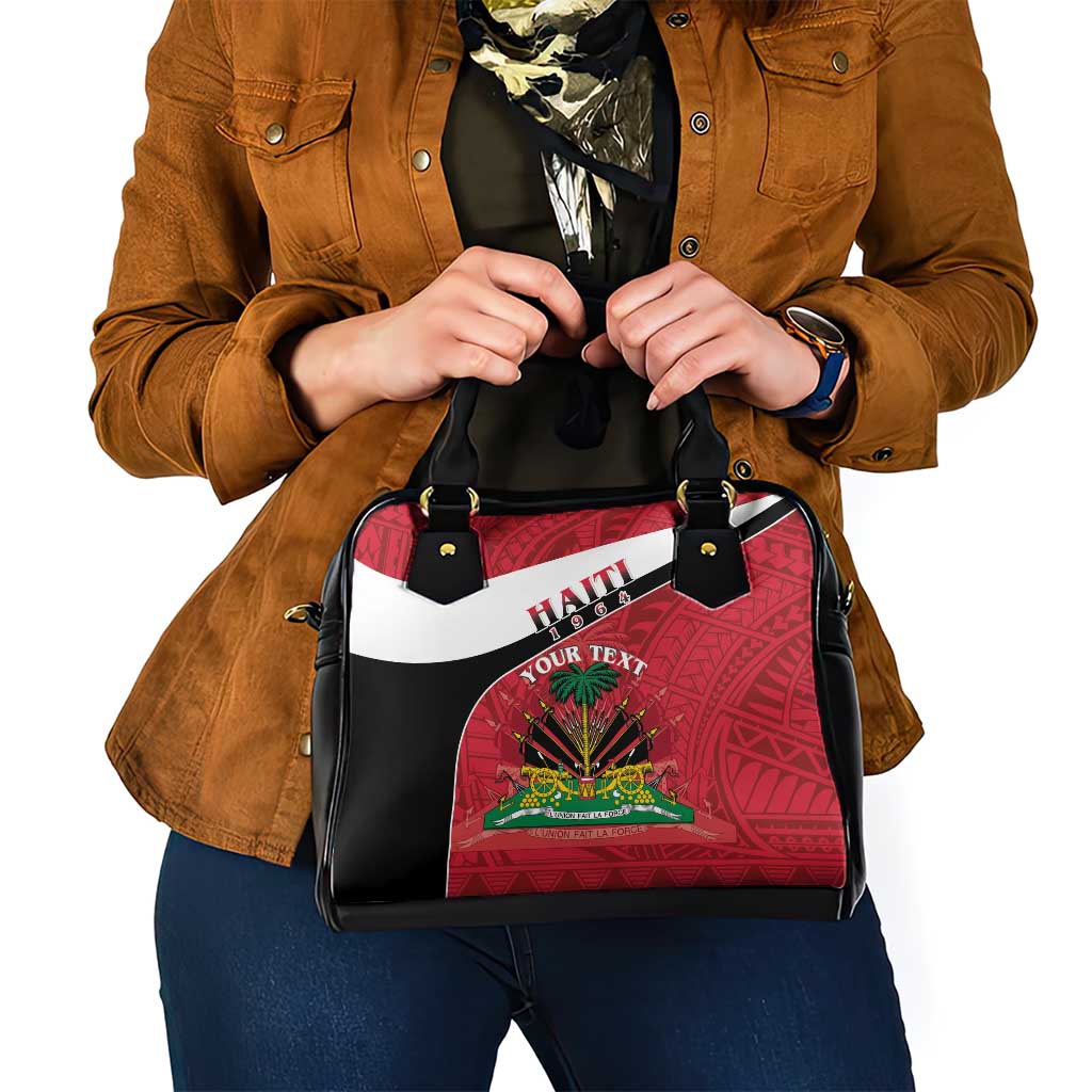 Personalized Haiti Shoulder Handbag Flag 1964 Coat Of Arms - Polynesian Style