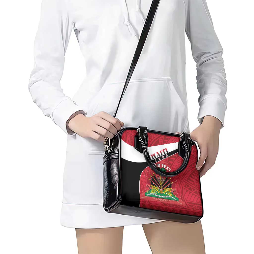 Personalized Haiti Shoulder Handbag Flag 1964 Coat Of Arms - Polynesian Style